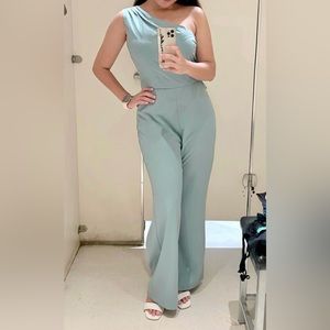 Dusty Blue off shoulder jumpsuit
